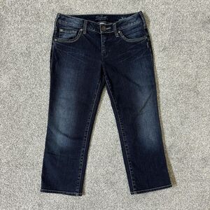 Silver Jeans Aiko Womens 28 Dark Wash Stretch Denim Jeans capri Mid Rise Classic